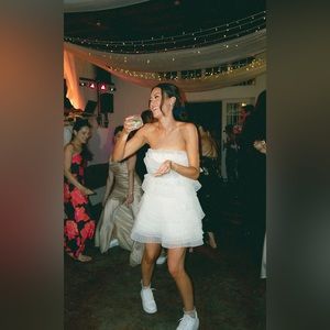 BHLDN Huntington white pleated mini